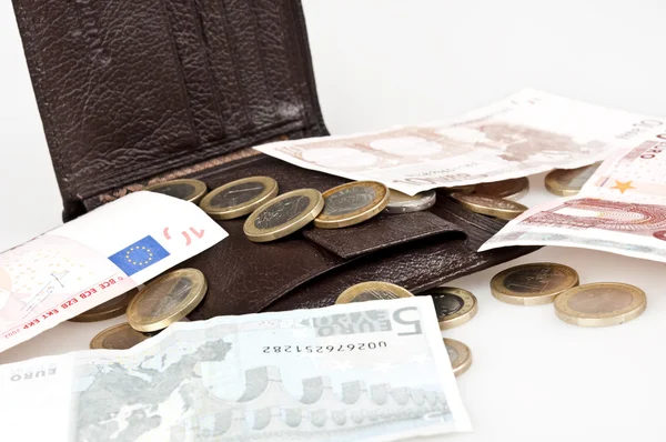 유로 지폐와 동전 — 스톡 사진