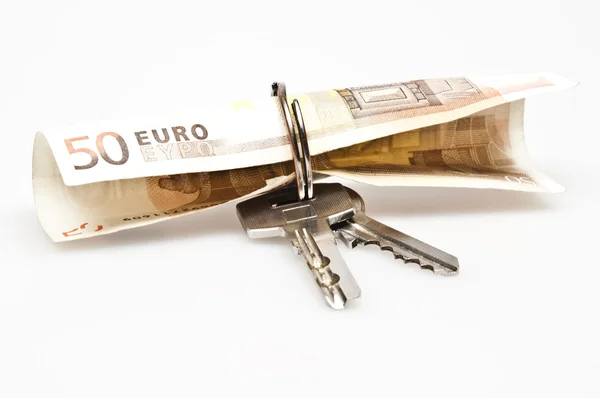 Banknote in keyring — Stock Photo, Image