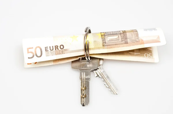 Banknote in keyring — Stock Photo, Image