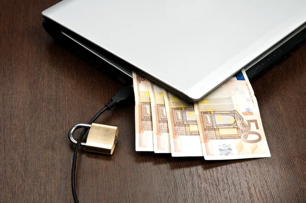 Laptop și bani — Fotografie, imagine de stoc