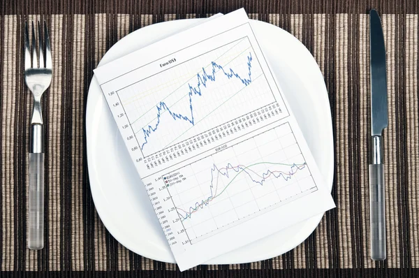 Graph on food plate — Stock Photo, Image