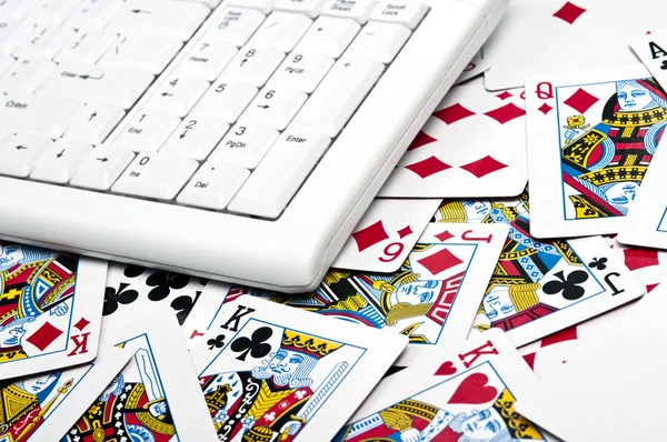 Cards and keyboard — Stock Photo, Image