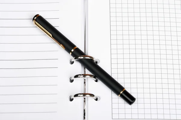 Notebbok e caneta — Fotografia de Stock