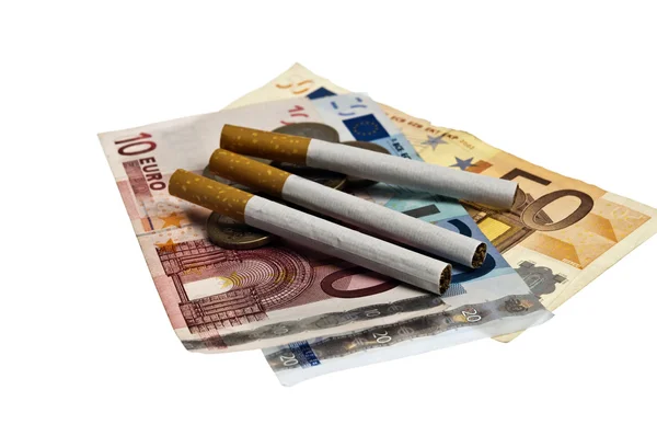 Cigarrillo con dinero — Foto de Stock