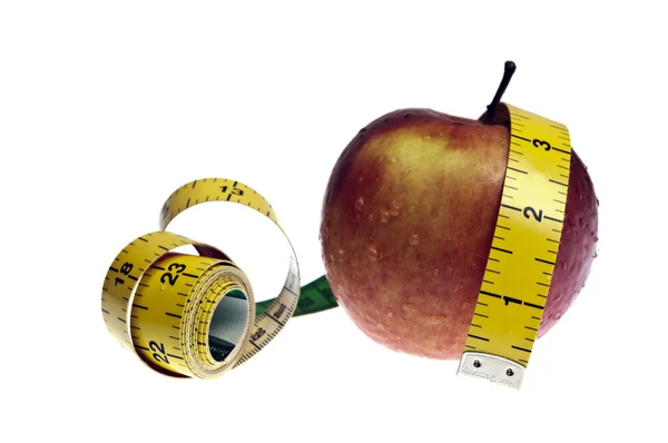 测量磁带和苹果 — 图库照片