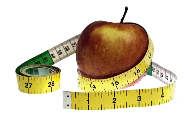 Ölçüm bandı ve elma — Stok fotoğraf