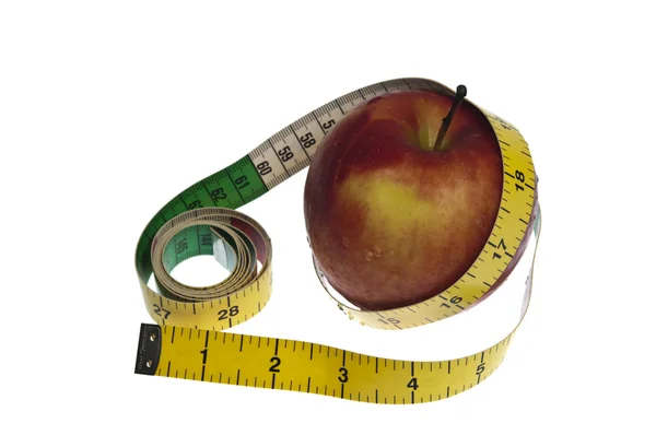 Ölçüm bandı ve elma — Stok fotoğraf