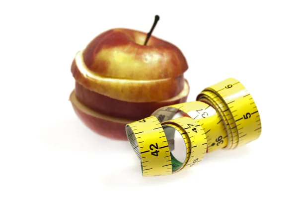 测量磁带和苹果 — 图库照片