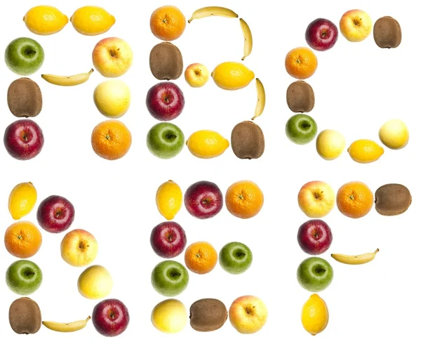 Письма из фруктов — стоковое фото