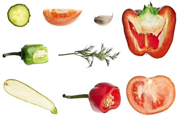 Collage de verduras cortadas — Foto de Stock