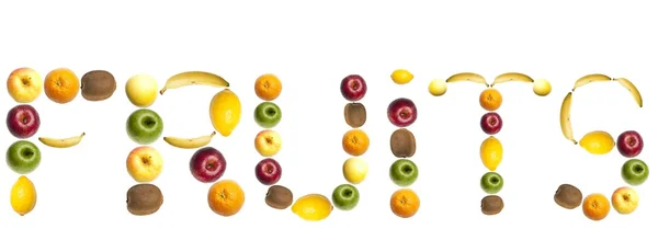 Fruits word made of fruits — Stock Photo, Image