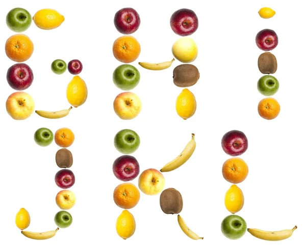 Litery wykonane z owoców — Zdjęcie stockowe