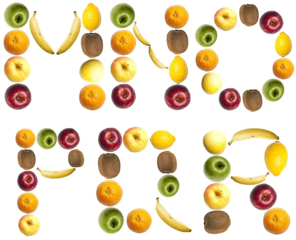 Brieven gemaakt van vruchten — Stockfoto