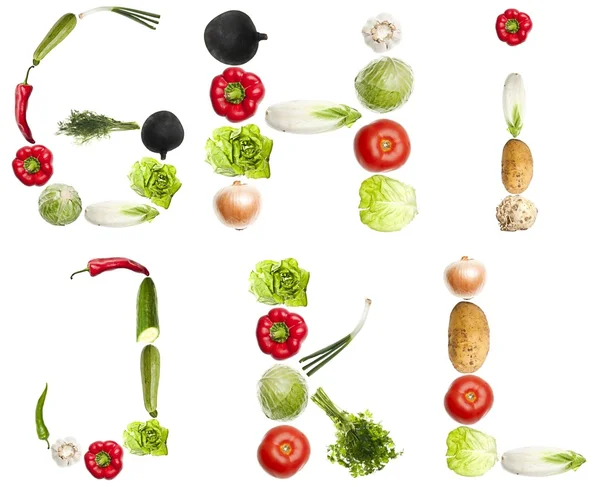 Litery wykonane z warzyw — Zdjęcie stockowe