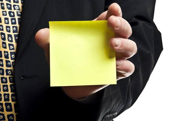 Business man with empty sticker — Stock Photo, Image