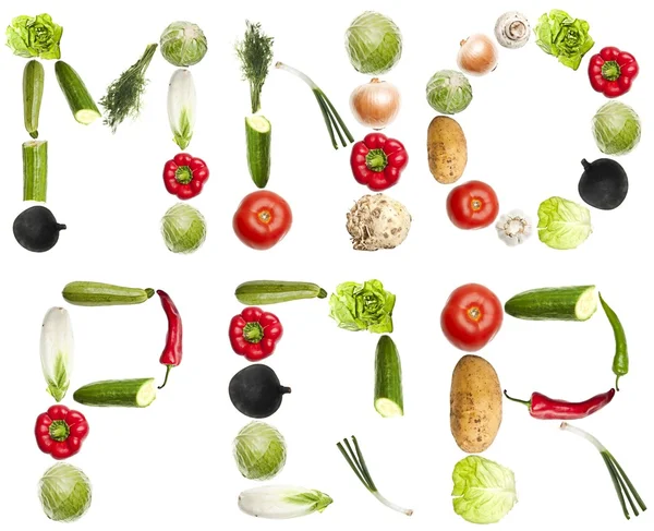 Buchstaben aus Gemüse — Stockfoto