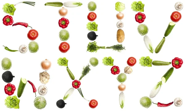 Cartas hechas de verduras — Foto de Stock