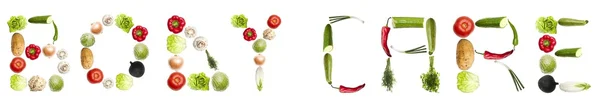 "Cuidado del cuerpo "palabra hecha de verduras — Foto de Stock