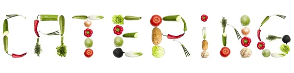 Stravování slovo vyrobené ze zeleniny — Stock fotografie