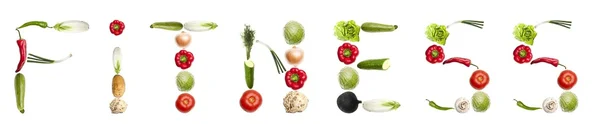 Slovo fitness ze zeleniny — Stock fotografie