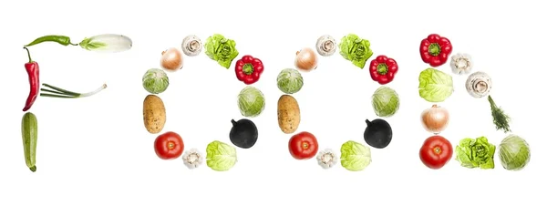 Palabra de comida hecha de verduras — Foto de Stock