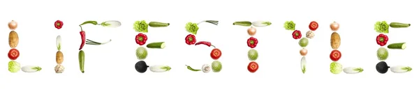 生活方式单词构成的蔬菜 — 图库照片
