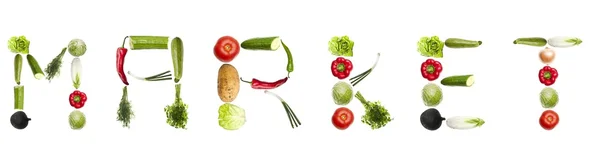 Palabra de mercado hecha de verduras — Foto de Stock