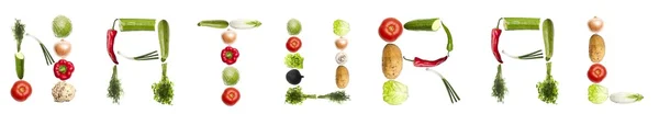Natural word made of vegetables — Stock Photo, Image