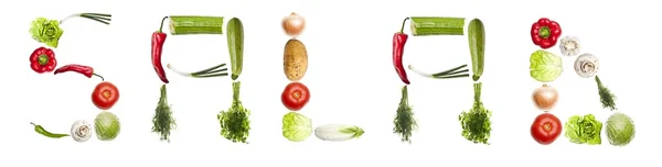 Palabra de ensalada hecha de verduras — Foto de Stock
