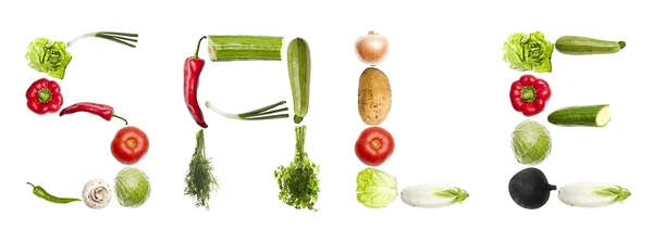 販売の言葉から成っている野菜 — ストック写真