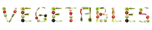 Palabra de verdura hecha de verduras — Foto de Stock
