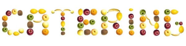 Palabra de catering hecha de frutas —  Fotos de Stock