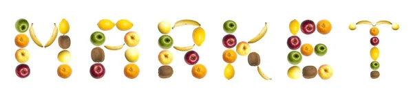 A gyümölcs piac szó — Stock Fotó