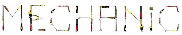 Mechanic word made of hand tools — Stock Photo, Image