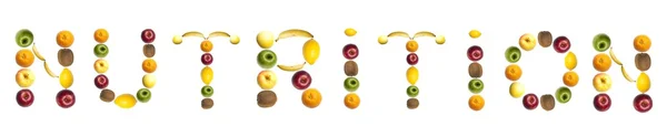 A gyümölcsök táplálkozás szó — Stock Fotó
