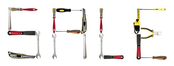 Palabra de venta hecha de herramientas manuales — Foto de Stock