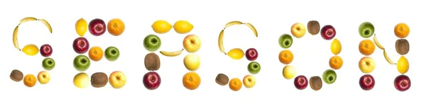 Seizoen woord gemaakt van vruchten — Stockfoto