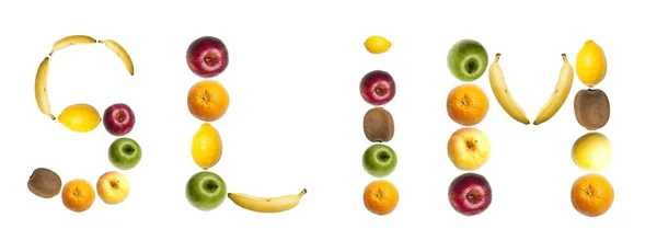Slim word made of fruits — Stock Photo, Image