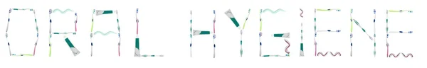 Mundhygiene-Wörter aus Zahnbürsten — Stockfoto