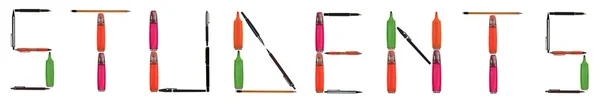 Students word made of writing tools — Stock Photo, Image