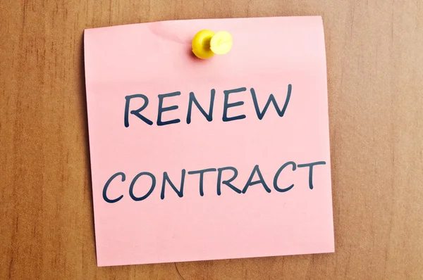 Renew contract post it — Stock Photo, Image