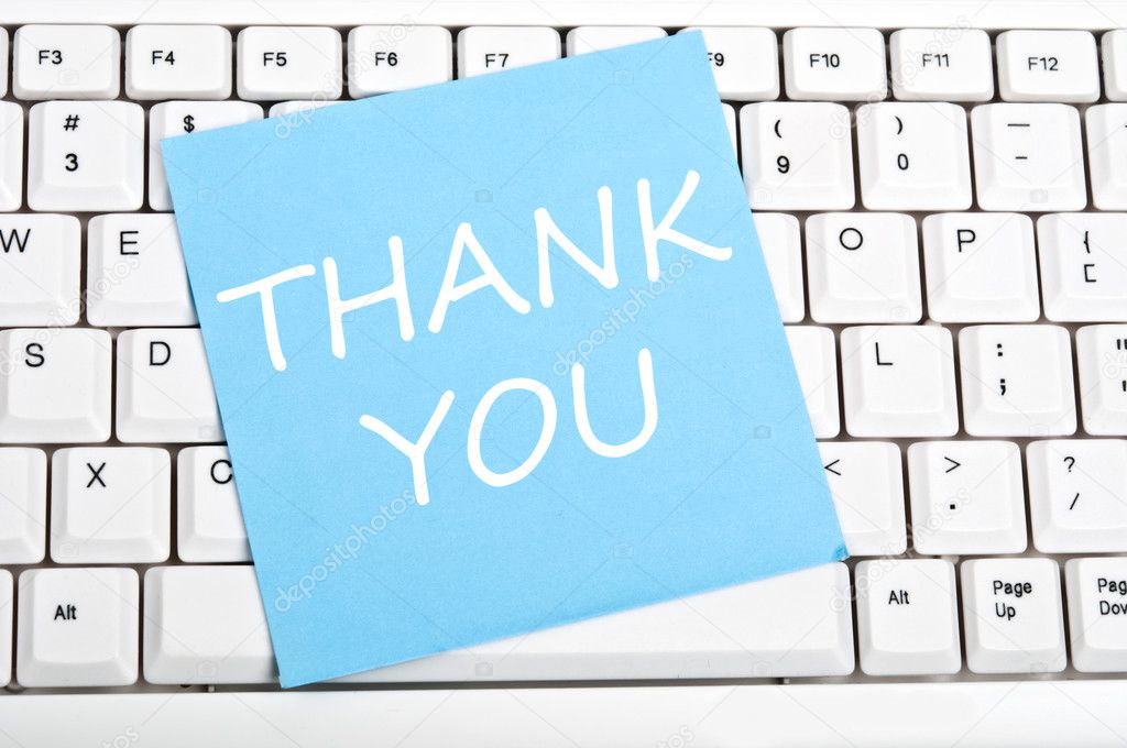 Thank you note on keyboard