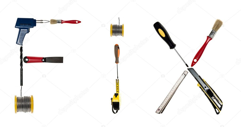 Fix word made of hand tools