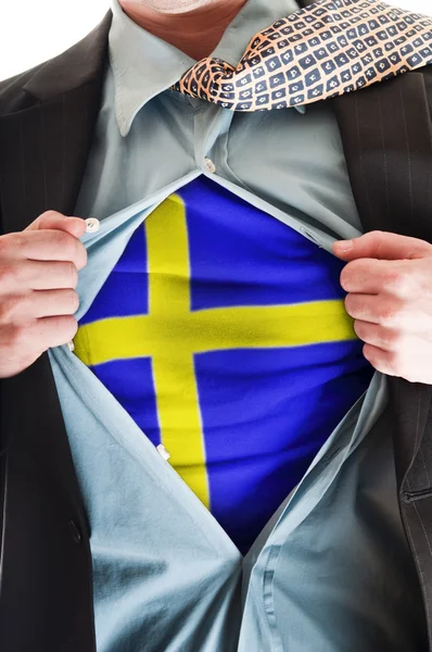 Flaga Szwecji na koszuli — Zdjęcie stockowe