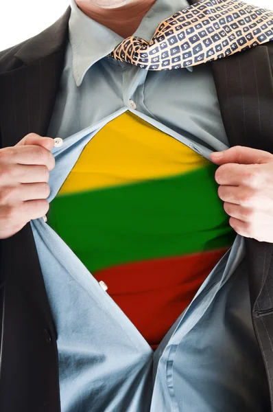 Σημαία της Λιθουανίας στο πουκάμισο — Φωτογραφία Αρχείου