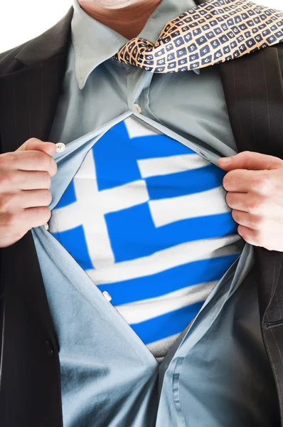 Flaga Grecji na koszuli — Zdjęcie stockowe