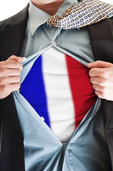 Flaga Francji na koszuli — Zdjęcie stockowe
