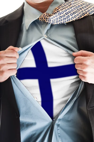Flaga Finlandii na koszuli — Zdjęcie stockowe