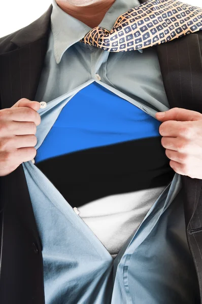 爱沙尼亚国旗的衬衫上 — 图库照片