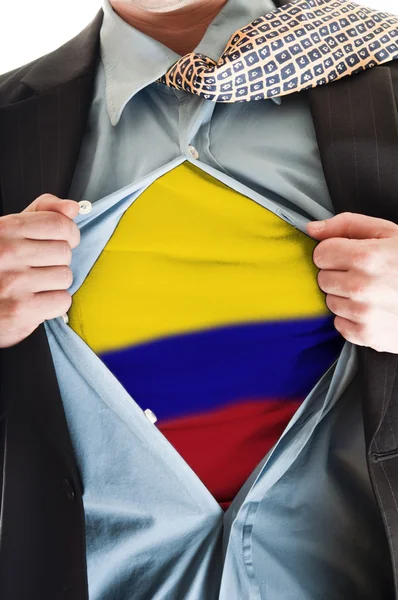 Bandeira da Colômbia na camisa — Fotografia de Stock